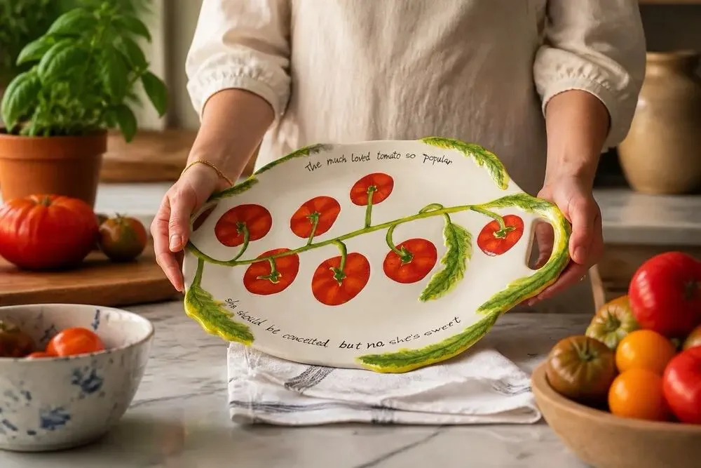 Vintage Certified International Judy Phipps Tomato Oval Platter 20 in X 3 in